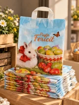 Pungi cu imprimeu de Paște 30 × 40 cm – mâner tip buclă