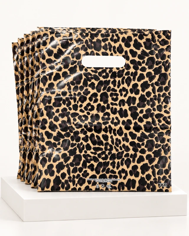 Pungi cu imprimeu leopard 25 × 30 cm – mâner decupat
