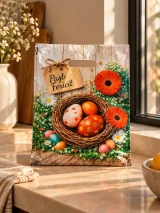 Pungi de Paște cu imprimeu ouă 25 × 30 cm – mâner tip buclă