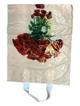 Pungă din polietilenă cu imprimeu trandafiri 30 × 40 cm