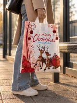Pungi cu imprimeu reni 40 × 50 cm – mâner tip buclă