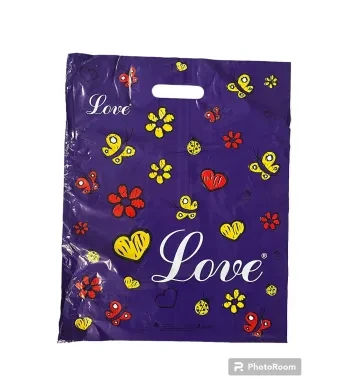 Pungi cu imprimeu „Love” 40 × 50 cm – mâner decupat