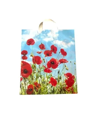 Pungi cu imprimeu maci 40 × 50 cm – mâner cu buclă