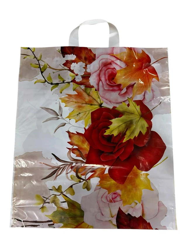 Pungi cu imprimeu floral – model 3 – 40 × 50 cm – mâner cu buclă