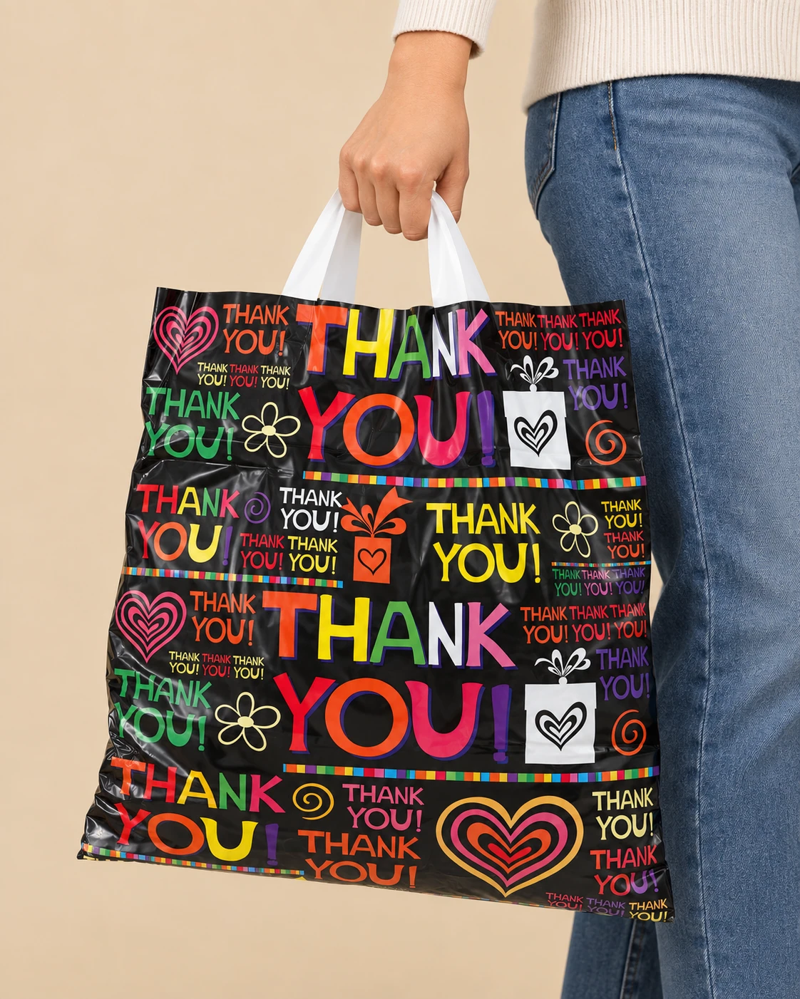 Pungi „Thank You” 40 × 50 cm – mâner cu buclă