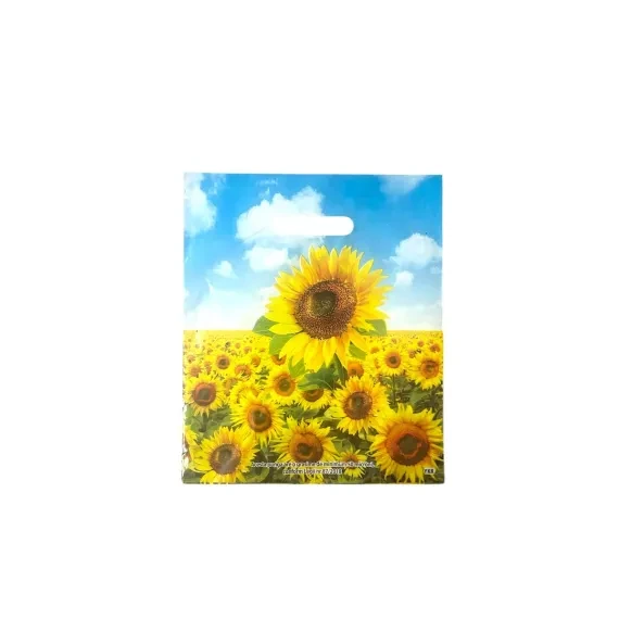Pungi cu imprimeu floarea-soarelui 27 × 32 cm – mâner decupat