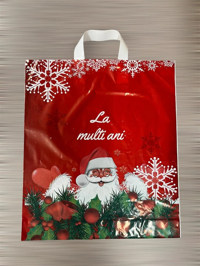 Pungi de Crăciun cu Moș Crăciun – mâner cu buclă