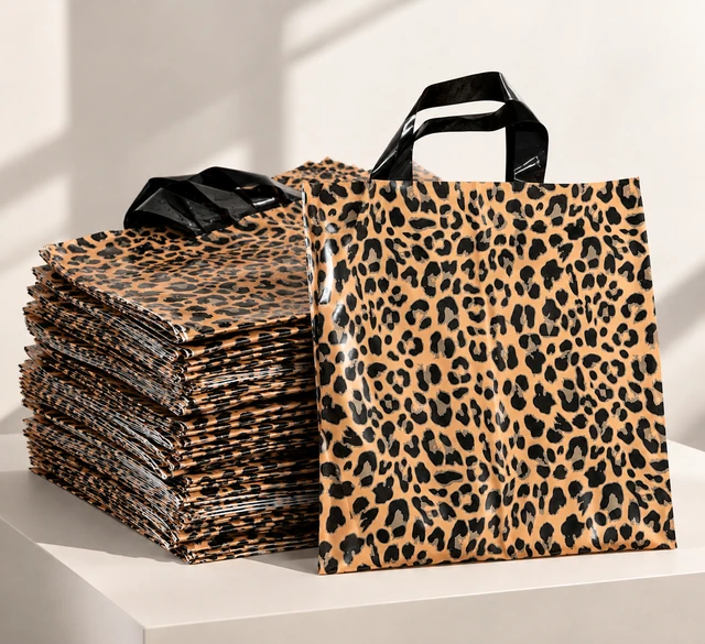 Pungi cu imprimeu leopard 30 × 40 cm – mâner cu buclă