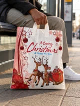Pungi cu imprimeu reni 40 × 50 cm – mâner tip buclă