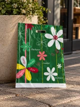 Pungi cu imprimeu floral 40 × 50 cm – mâner decupat